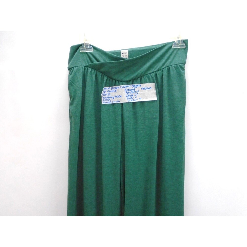 Halara Womens High Waisted Crossover Jogger Pant Size M Green Wide Leg Tie Ankle - Picture 2 of 9